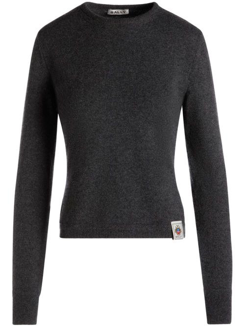 Logo-patch cashmere jumper - Grey
