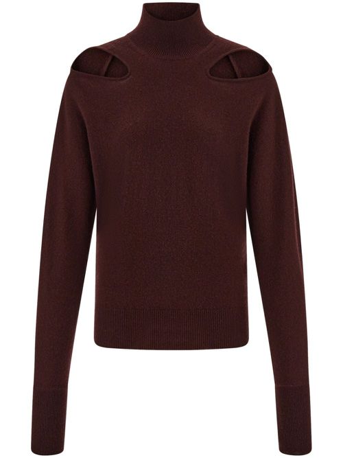 Mock-neck cut-out jumper - Red