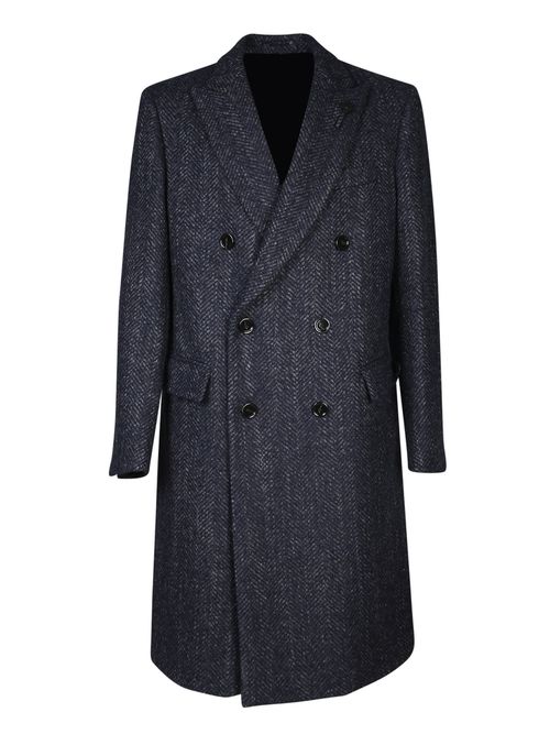 Grey/blue Herringbone Double-breasted Coat