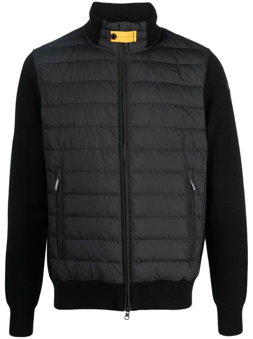 Funnel-neck zipped padded jacket - Black