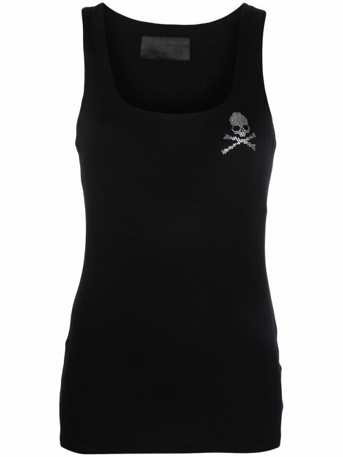 Rhinestone-embellished skull top - Black