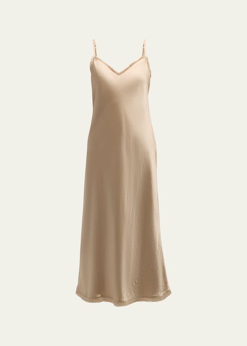 Frayed-Edge Bias Cami Midi Dress