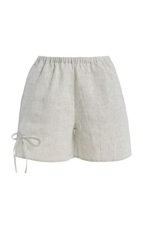 Eyelet Striped Linen Shorts - Moda Operandi