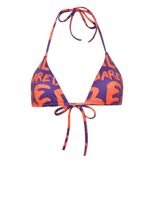 Logo-print bikini top - Purple