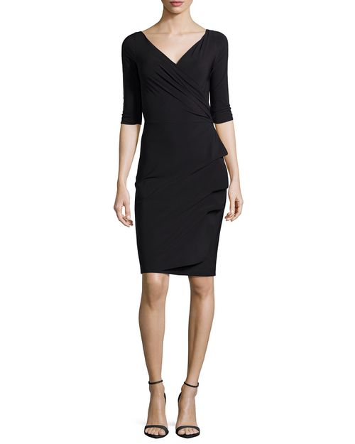 Florien 4-Sleeve Jersey Faux-Wrap Dress