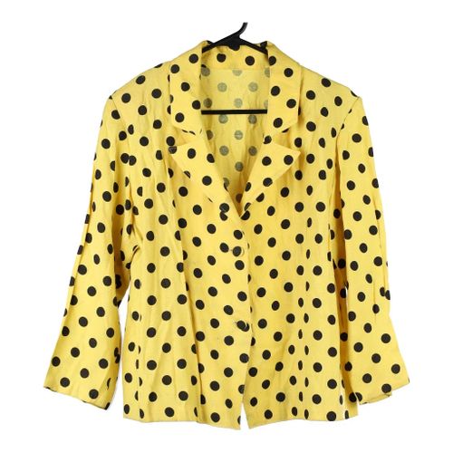 1980's Unbranded Polka Dot Blazer - Medium Yellow Polyester Blend