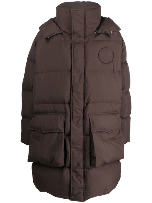 Detachable-hood puffer coat - Brown