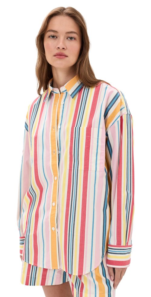Coastal Poplin Relaxed Button Down Shirt Sunset Parade