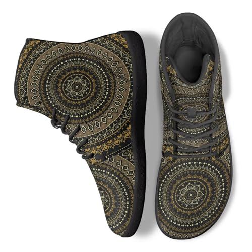 Binienty Gradient Purple Mandala Print Hiking Barefoots for Men Women Lightweight Fashion Water Resistant Zero Drop Barefoot Shoes for Sports Business Fishing