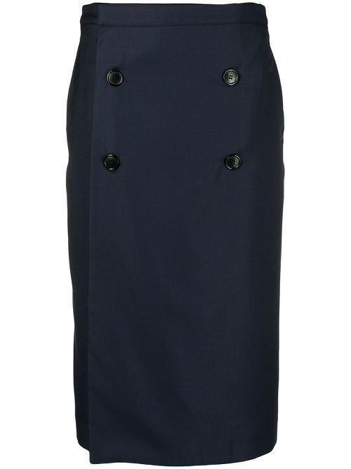 Double-buttoned a-line skirt - Blue