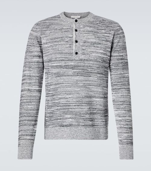 Cotton and linen-blend Henley shirt