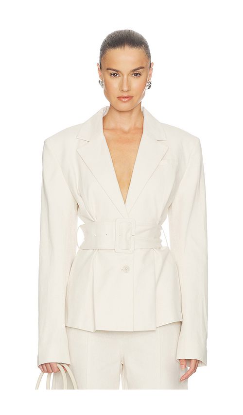 ROTATE Linen Suiting Blazer in Beige. 32. Also