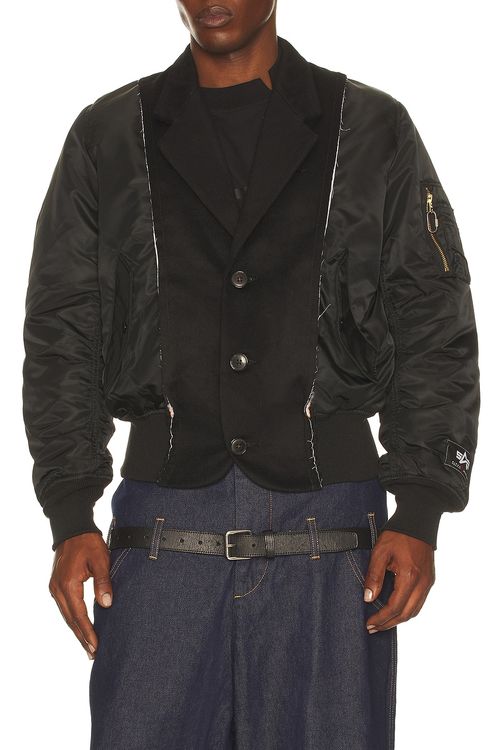 Spencer Badu Alpha Bomber Jacket in Black - Black. L also in S