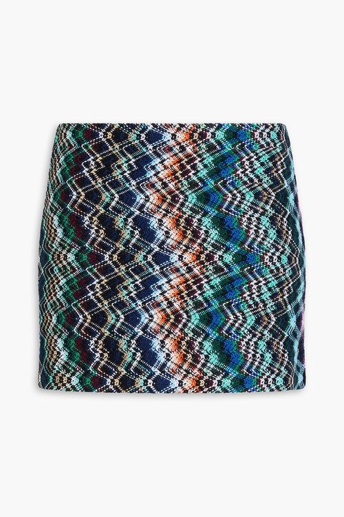 Wool and cotton-blend mini skirt - Blue - IT 42