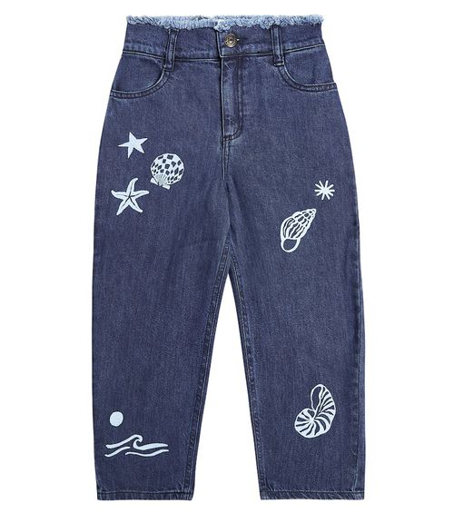 The New Society Lagoon embroidered denim shorts