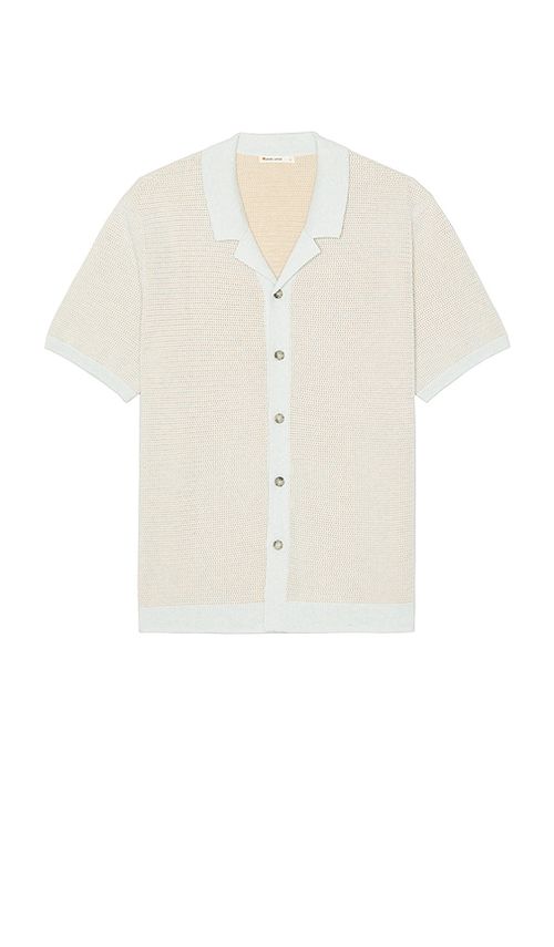 Marine Layer Asher Sweater Resort Shirt in Baby Blue. -  XL/1X also in L