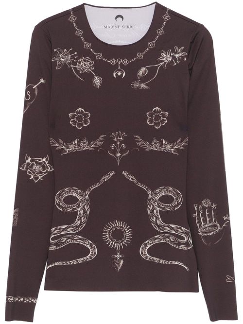 Tattoo-print top - Brown
