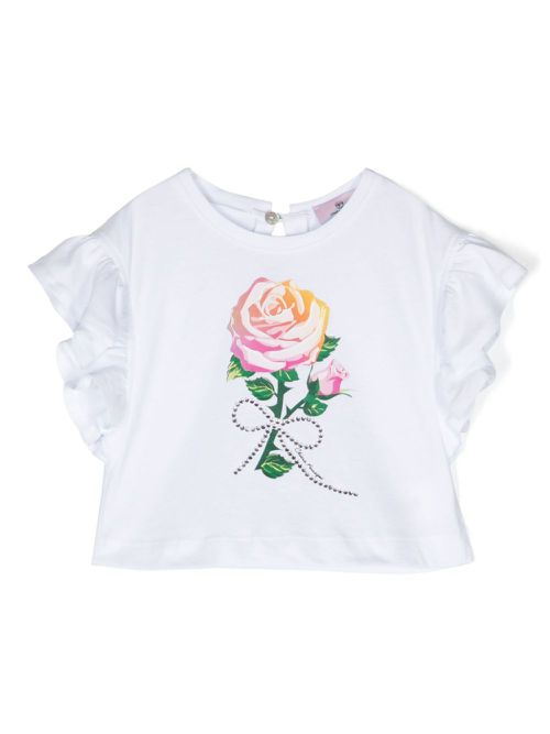 Floral-print cotton T-shirt - White
