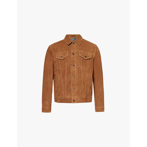 Mens Rustic Tan Spread Collar Flap Pockets Regular Fit Suede Jacket