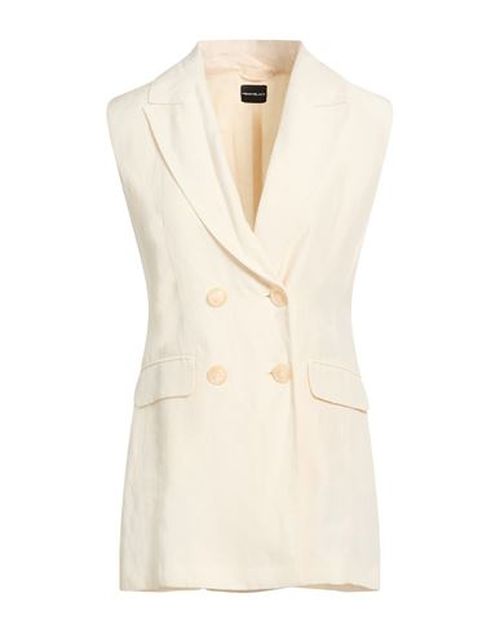 Woman Blazer Cream Size 4 Viscose, Linen