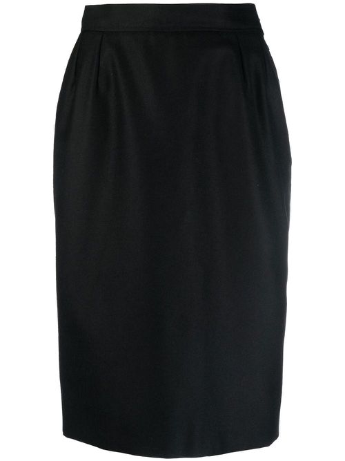 1980s high-waisted pencil skirt - Black