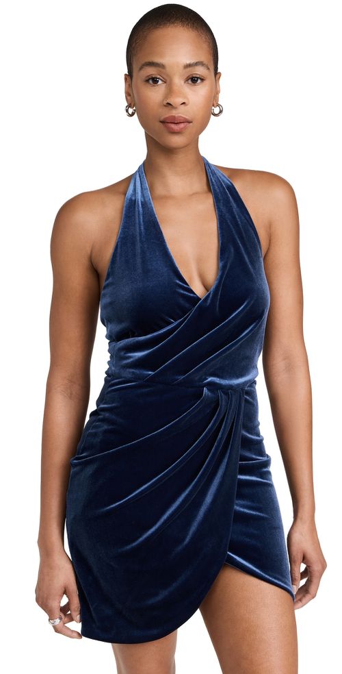 Elaria Velvet Mini Dress Slate