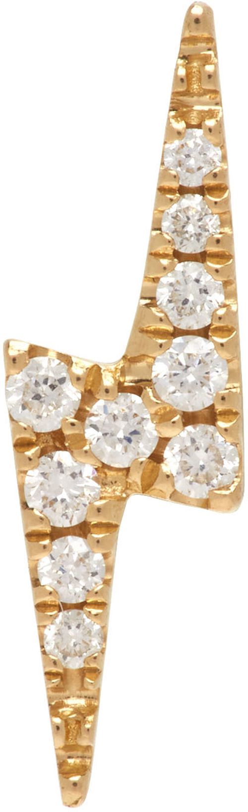 Maria Tash 여성 골드 11mm 다이아몬드 라이트닝 볼트 스터드 이어링 212102F009005