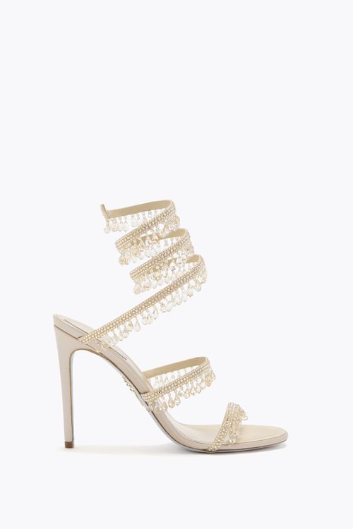 CHANDELIER BEIGE SATIN/G.SHADOW STRASS SANDAL