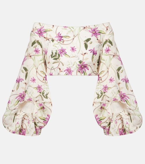 Duria floral linen crop top