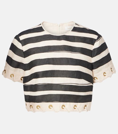 Rebellion striped linen crop top