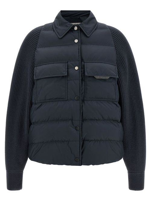 Quilted Down Jacket — Blue
