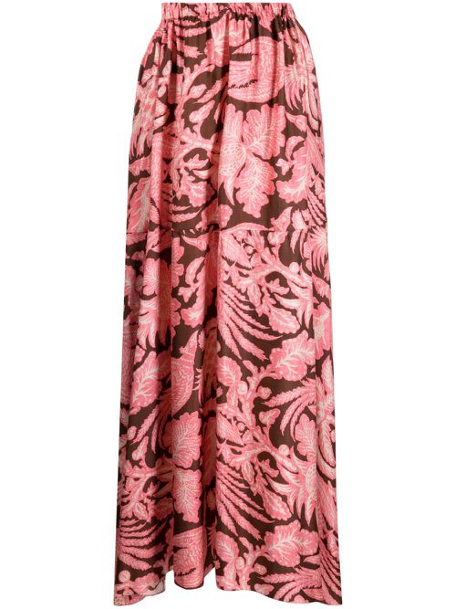 Floral-print asymmetric maxi skirt - Pink