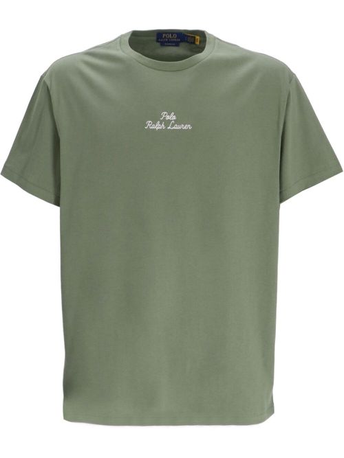Logo-embroidered cotton T-shirt - Green