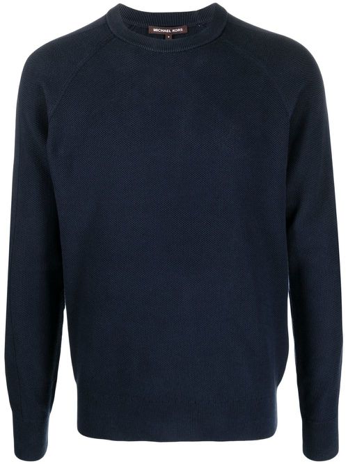 Bird's eye crew-neck jumper - Blue
