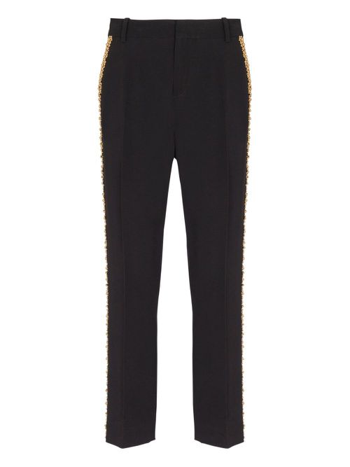 Balmain embroidered straight-leg trousers - Black