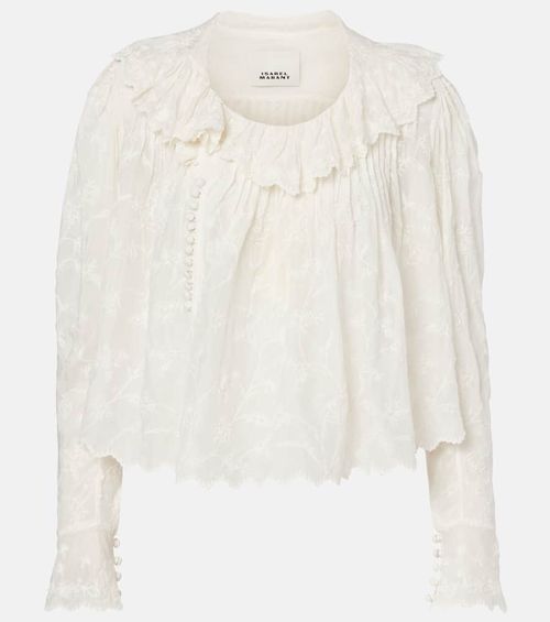 Zelly embroidered cotton and silk blouse