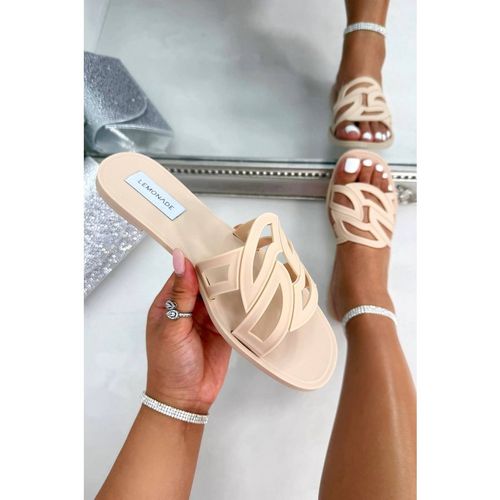 Love Lemonade Women's Sculpt Detail Jelly Sliders in Nude