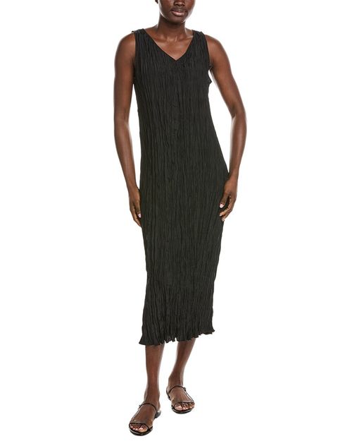 Pleated Silk Midi Dress