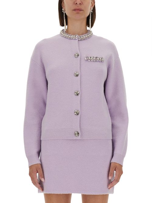 Knitted cardigan with crystals