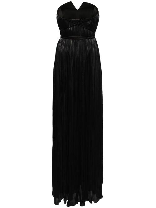 Powder plissé satin gown - Black