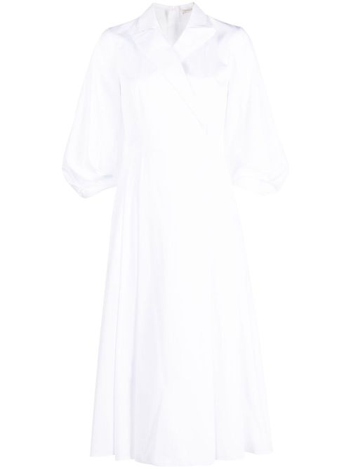 Peak-lapels cotton midi dress - White