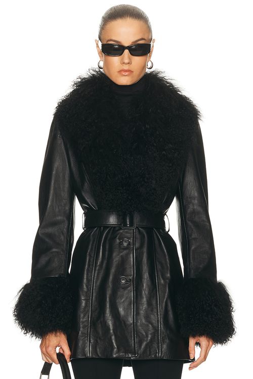 NILI LOTAN Sefa Leather Jacket in Black