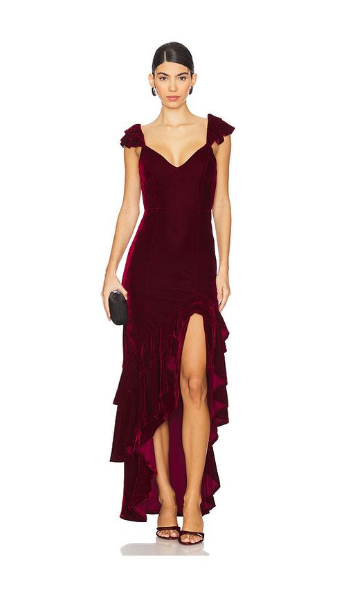 Tularosa ABENDKLEID CAMILLE VELVET in Red. Größe XS. Also in