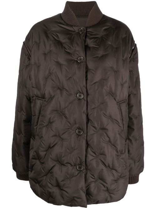 Embossed-detail padded jacket - Brown
