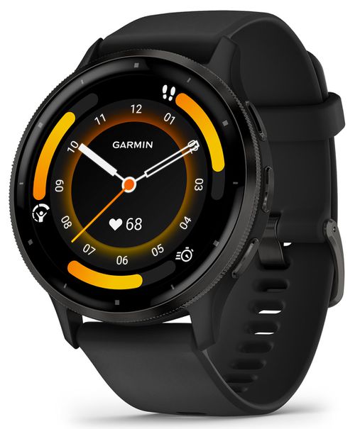 Venu 3 45mm Watch, Slate Stainless Bezel Steel with Black Case and Silicone Band