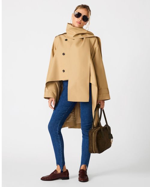 Teve Madden Women's Caspian Jacket Long leeve Button Up Jackets & Coats - Medium Khaki - ize mall - Cotton/Polyester