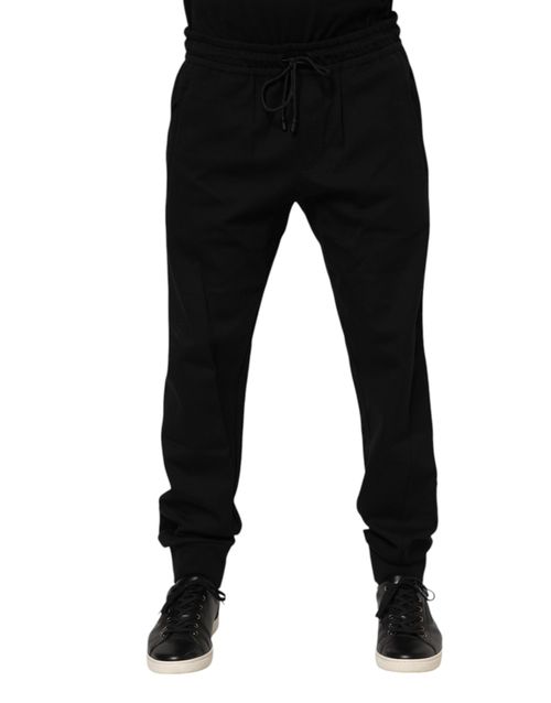 Cotton-Nylon Blend Joggers — Black