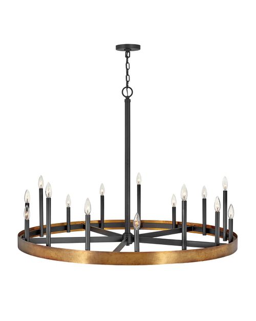 Wells 15-Light Chandelier in Weathered Bra
