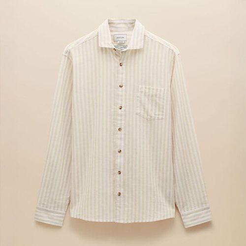 Joules Mens Neutral Linen Blend Long Sleeve Shirt