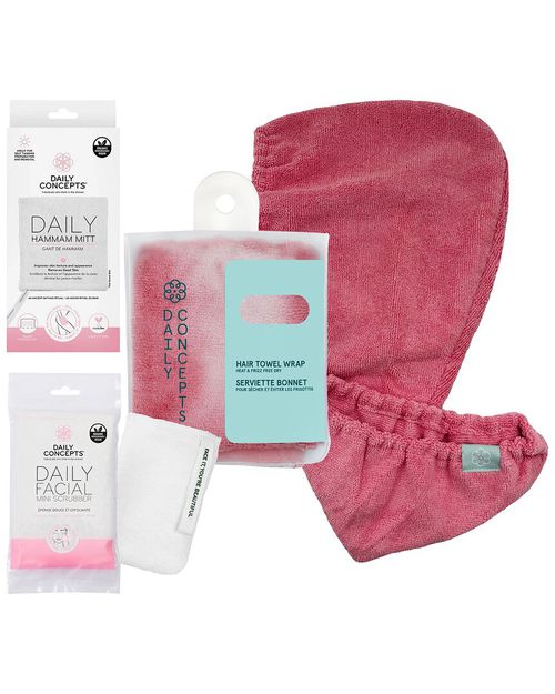 Facial Scrubber, Hammam Mitt & Hair Towel Set